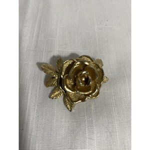 Sarah Coventry Gold Tone Rose Brooch Vintage 3 Dimensional Missing Pin On Back